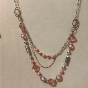 pink and silver necklace
